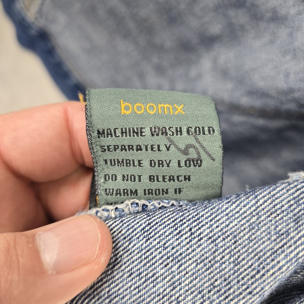 VTG Boom X Jean Jacket Mens XL Blue Denim Corduroy Patchwork Trucker Y2K FLAWS - Picture 8 of 15